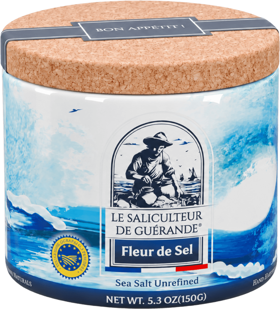 Fleur de Sel Le Saliculteur de Guérande, tube écologique de 150 g avec couvercle en liège